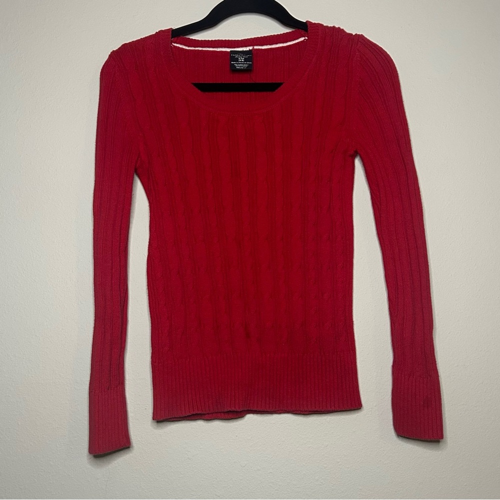 Faded Glory Women's Red Cable Scoop Neck Sweater